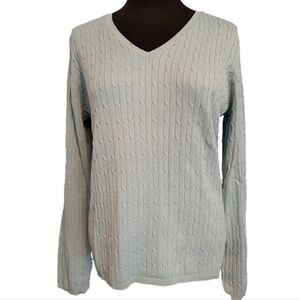 NWT Peck & Peck Silk Blend V-neck Sweater, Size XL, seafoam green